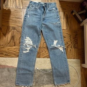 Agolde High Rise Distressed Blue Jeans